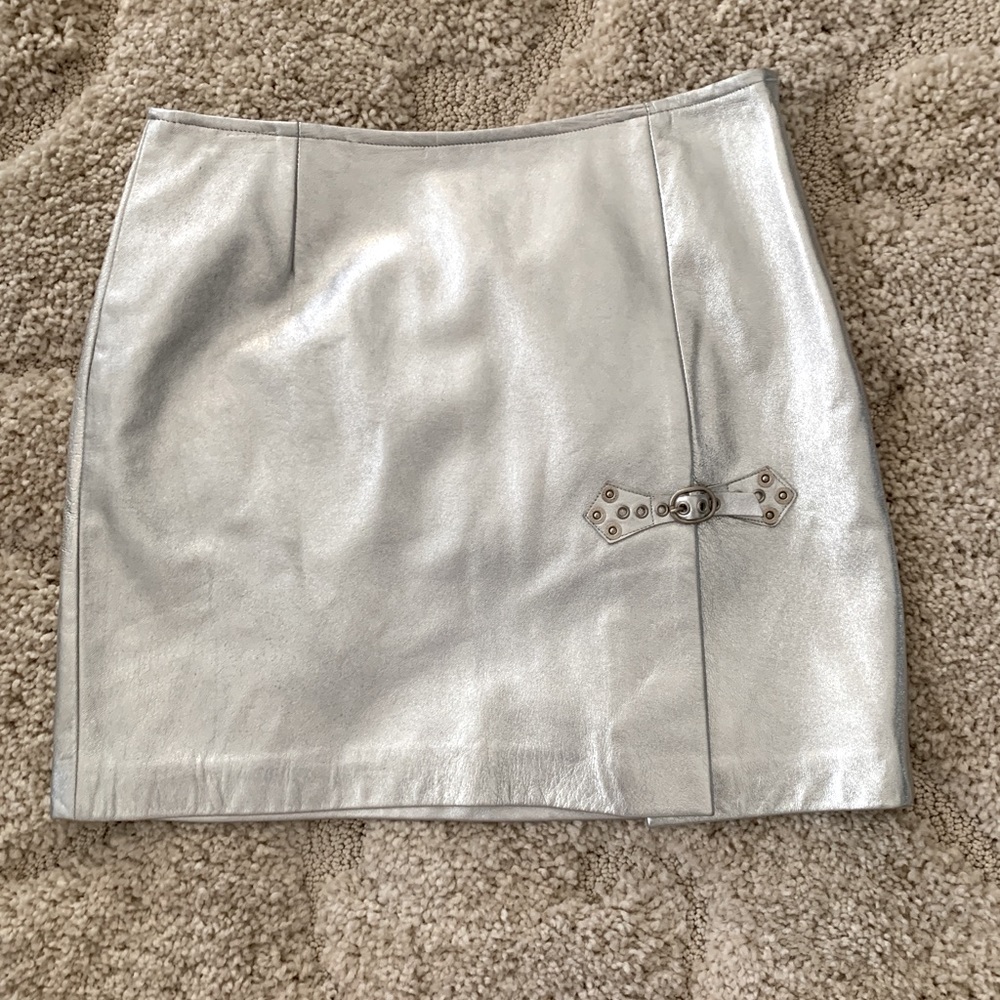 Cynthia Steffe Space Age Silver Faux Leather Mini